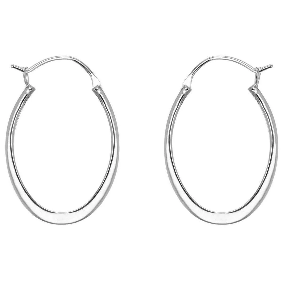 KJ Beckett Oval Creole Earrings - Silver