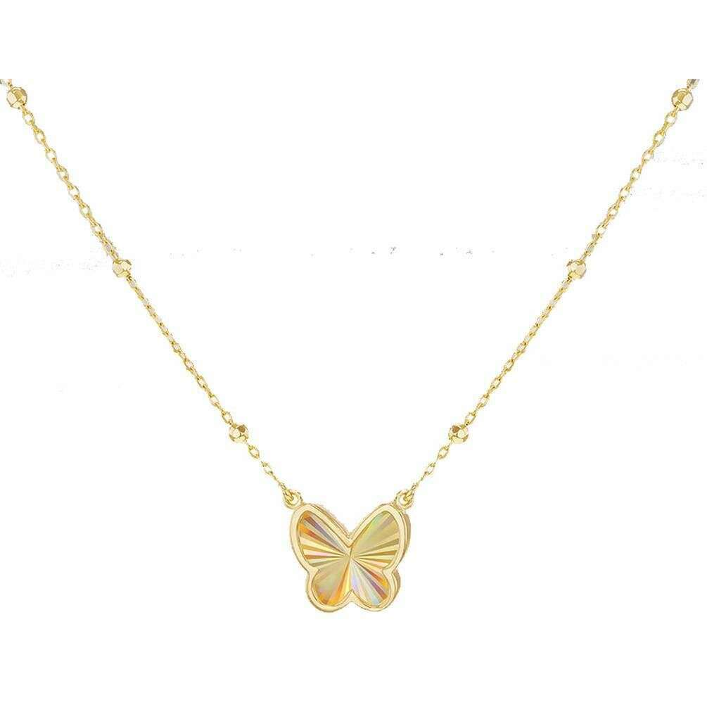 KJ Beckett Rainbow Butterfly Adjustable Trace and Ball Necklace - Yellow Gold