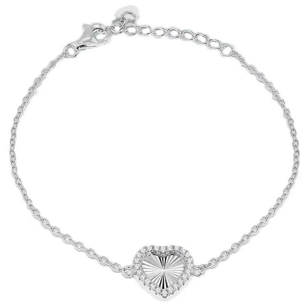 KJ Beckett Rainbow Heart Adjustable Bracelet - Silver
