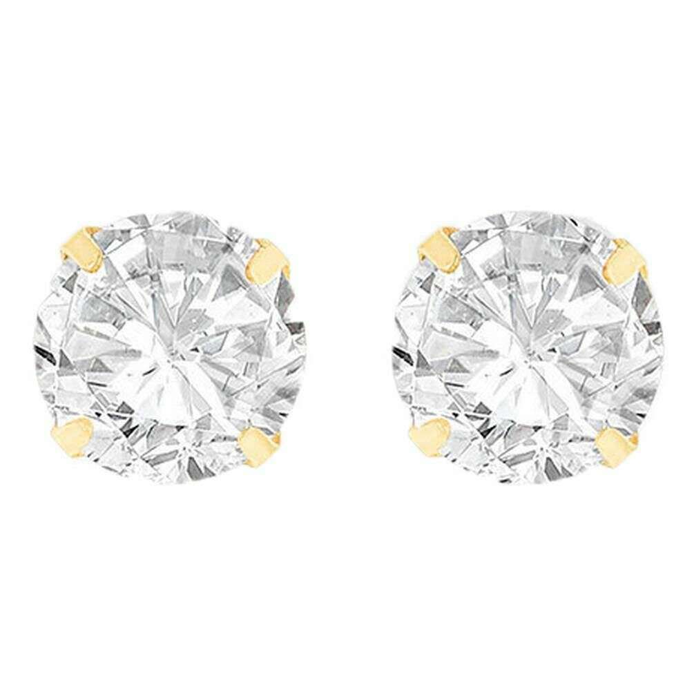 KJ Beckett Stud Earring - Yellow Gold/Clear