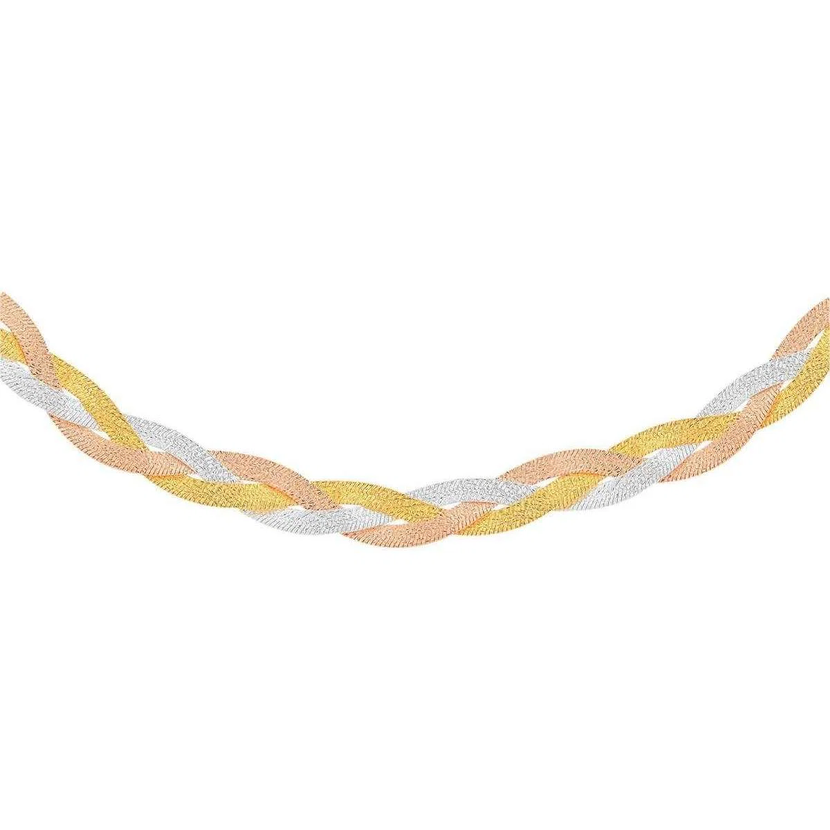 KJ Beckett Textured Plait Herringbone Necklace - Silver/Gold/Rose Gold