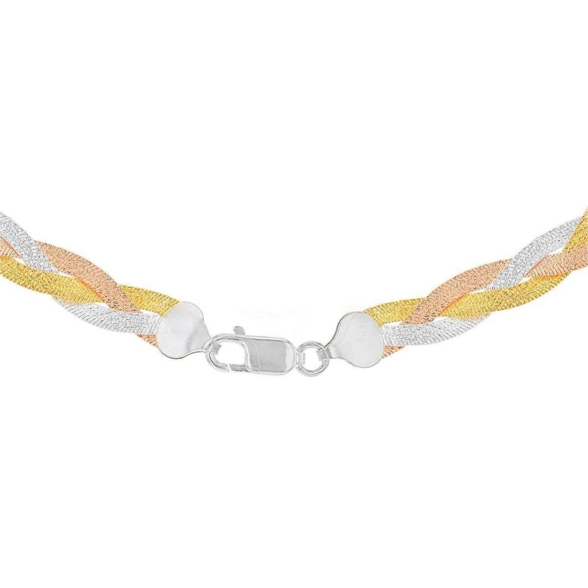 KJ Beckett Textured Plait Herringbone Necklace - Silver/Gold/Rose Gold - Image 2