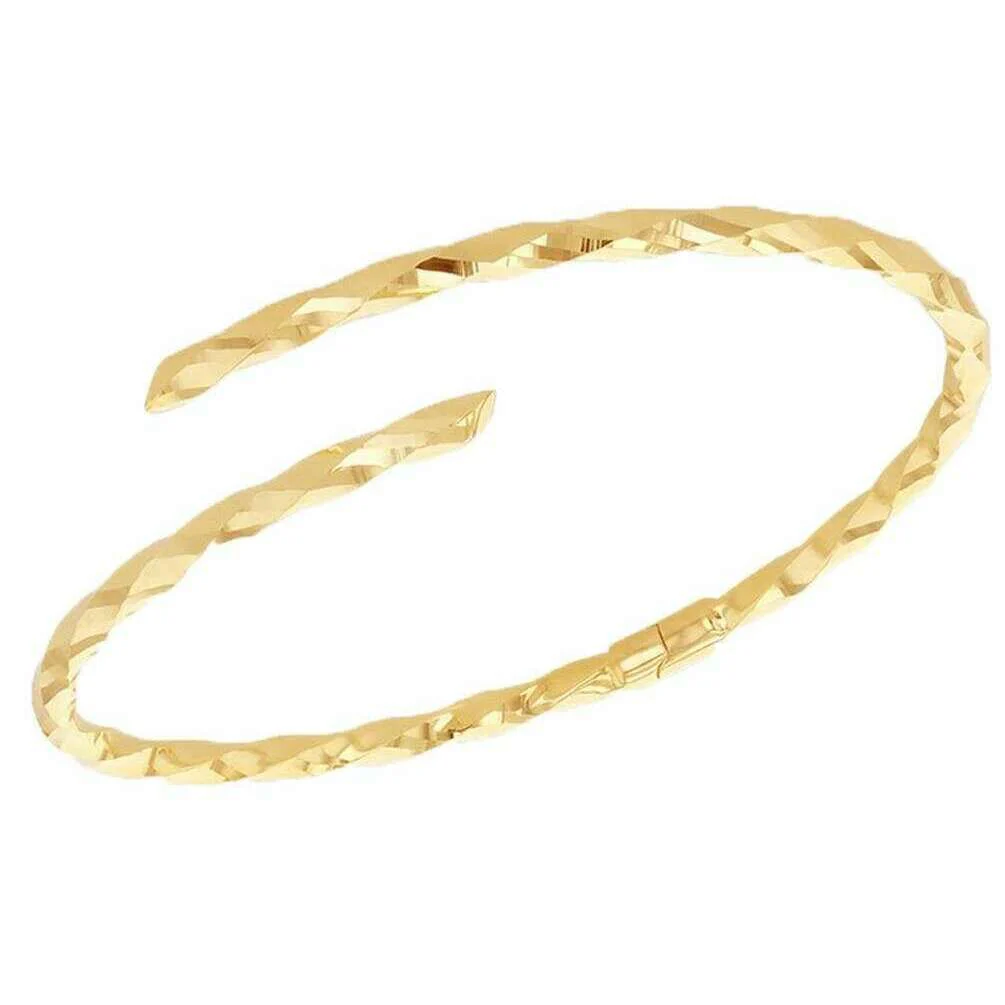 KJ Beckett Twisted Tube Crossover Hinged Bangle - Yellow Gold