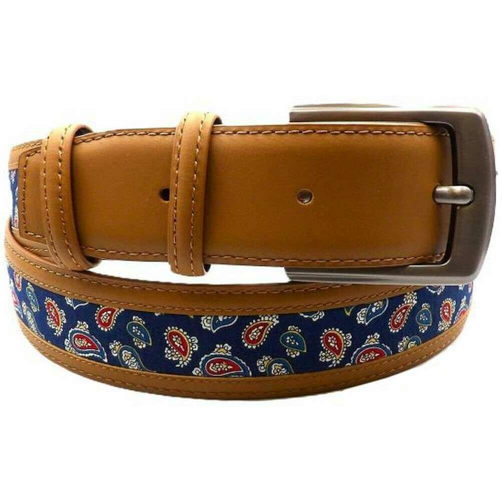 Knightsbridge Neckwear Belgravia Paisley Leather Belt - Tan Beige