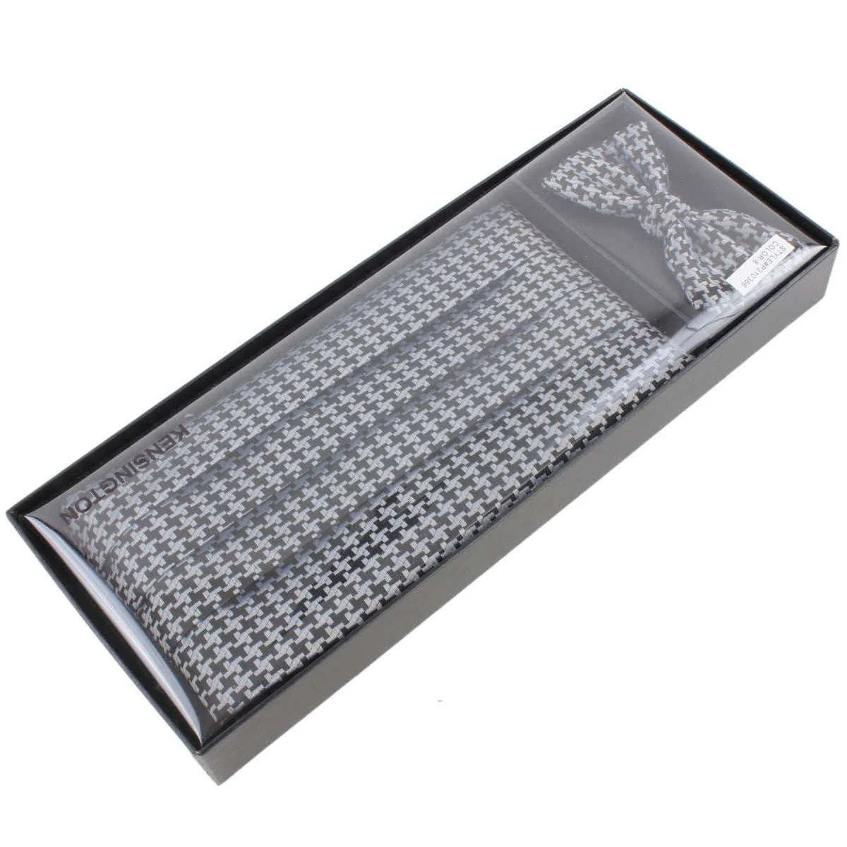 Knightsbridge Neckwear Bow Tie and Cummerbund Set - Black/Grey - Image 6