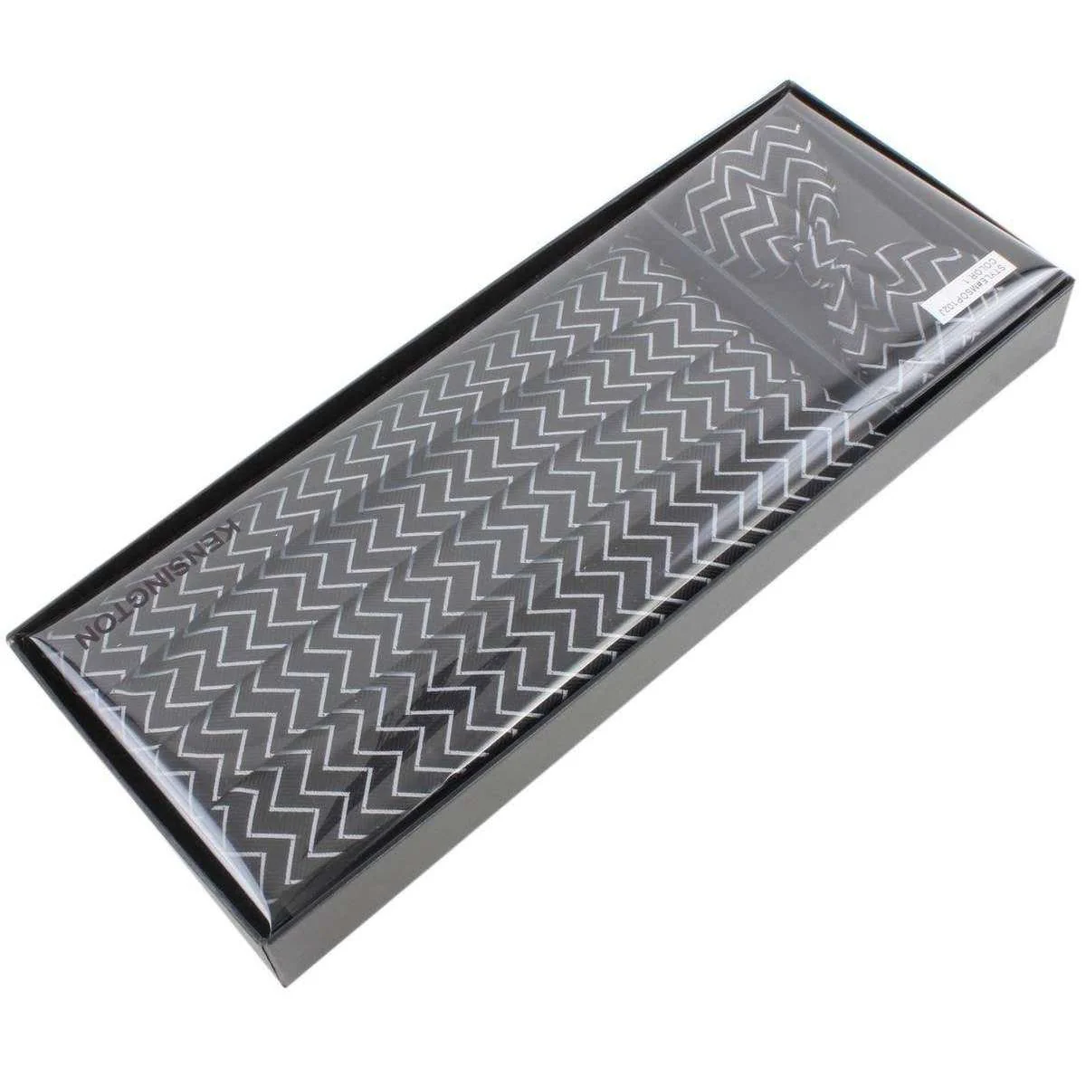 Knightsbridge Neckwear Bow Tie and Cummerbund Set - Black/Silver - Image 6