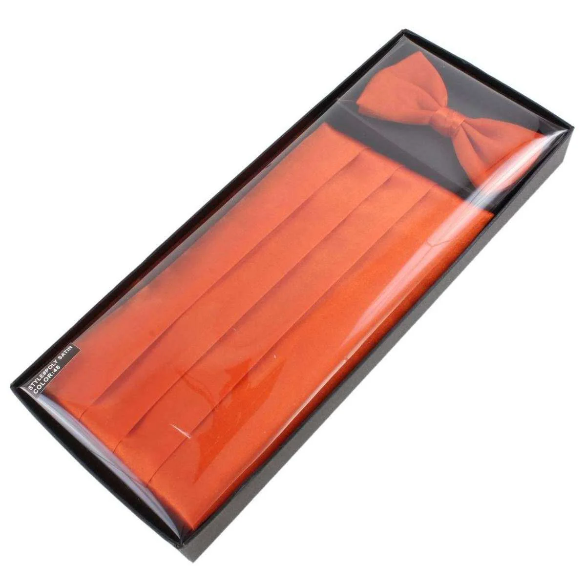 Knightsbridge Neckwear Bow Tie and Cummerbund Set - Orange - Image 6