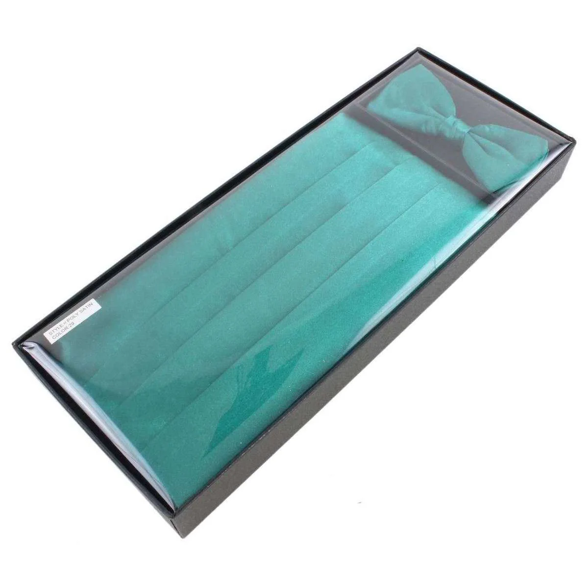 Knightsbridge Neckwear Bow Tie and Cummerbund Set - Teal - Image 6