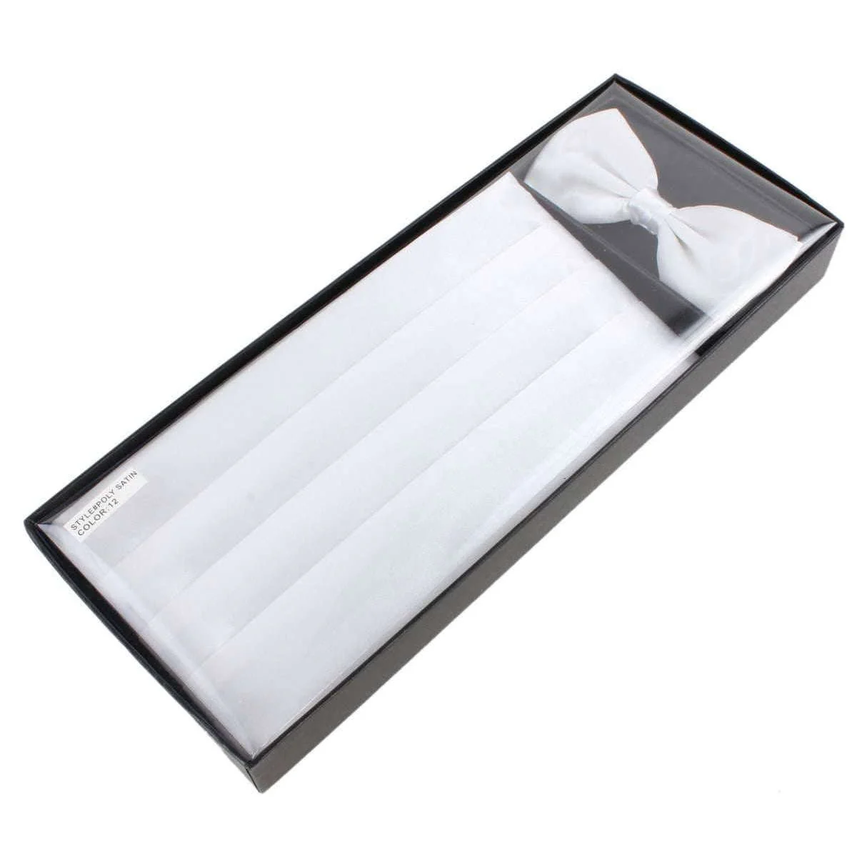 Knightsbridge Neckwear Bow Tie and Cummerbund Set - White - Image 6