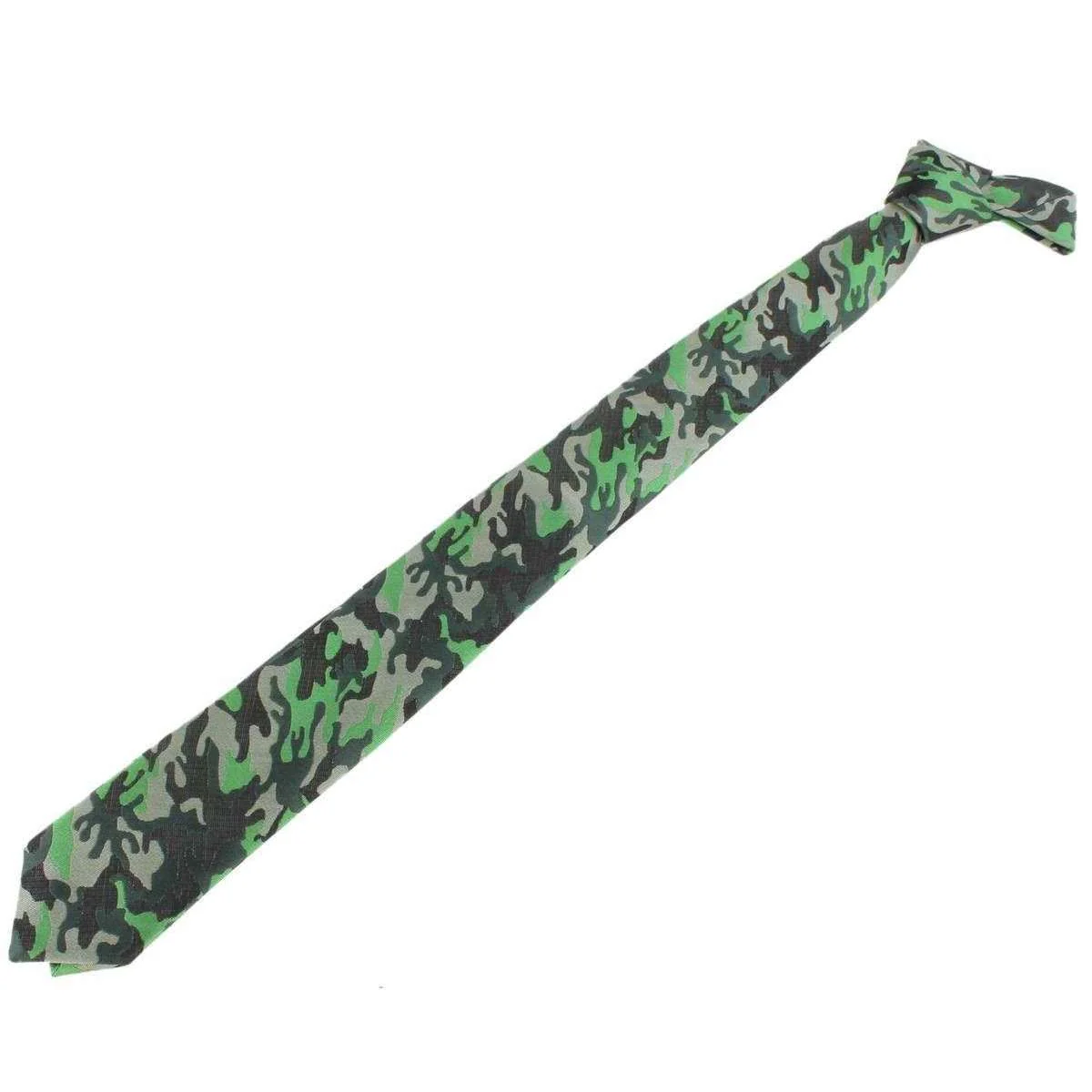 Knightsbridge Neckwear Camo Silk Skinny Tie - Green - Image 6