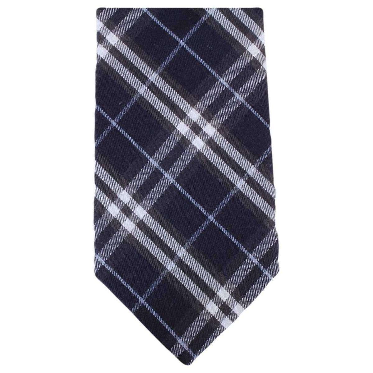 Knightsbridge Neckwear Check Cotton Tie and Pocket Square Set - Navy/White - Image 6