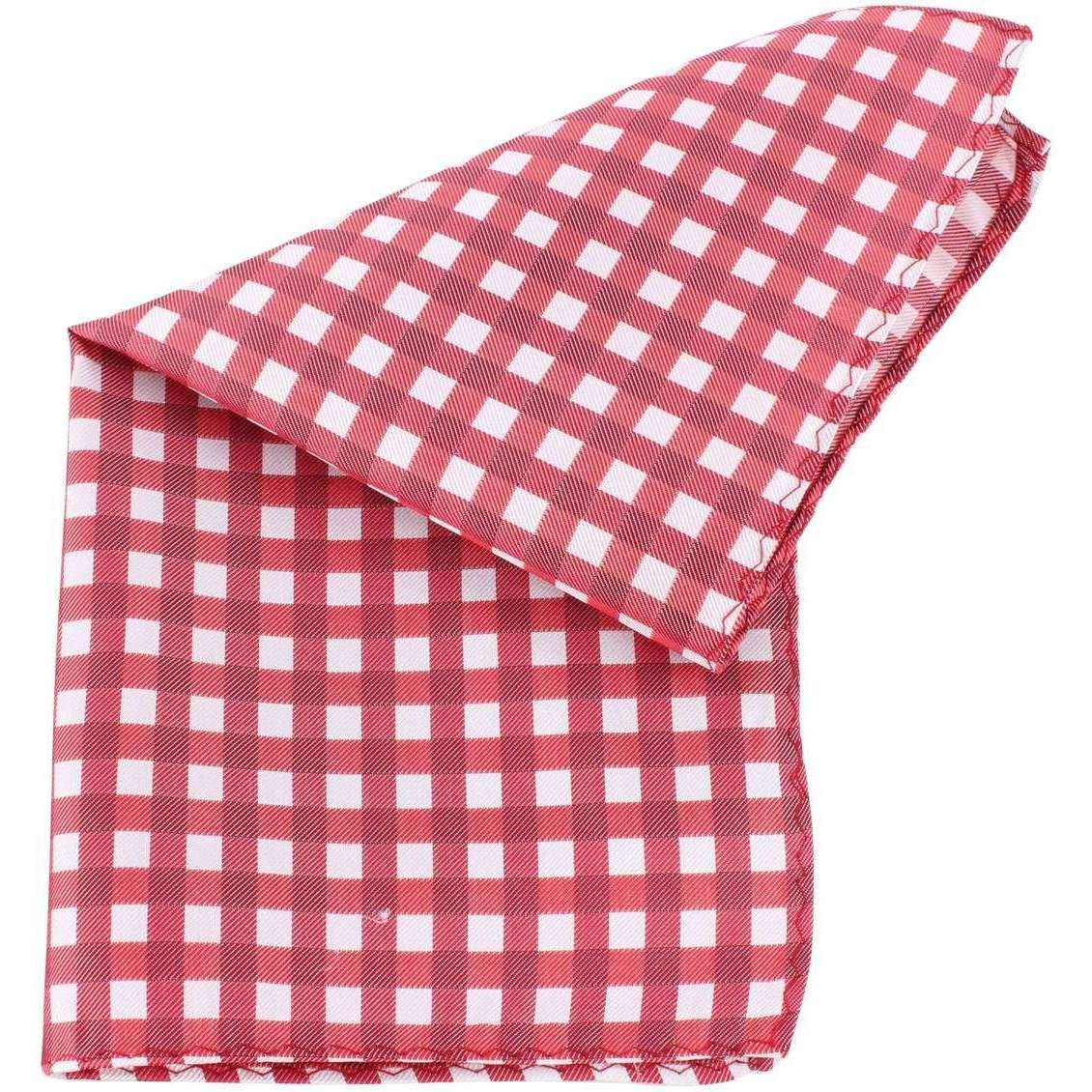 Knightsbridge Neckwear Checked Silk Pocket Square - Red/White - Image 2