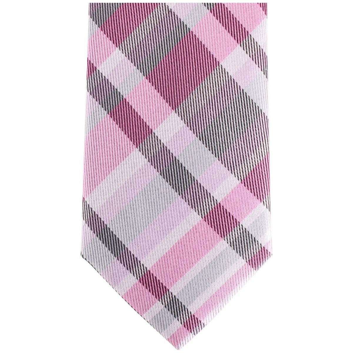 Knightsbridge Neckwear Checked Silk Skinny Tie - Pink/Grey