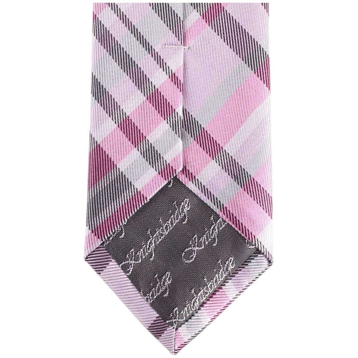 Knightsbridge Neckwear Checked Silk Skinny Tie - Pink/Grey - Image 2
