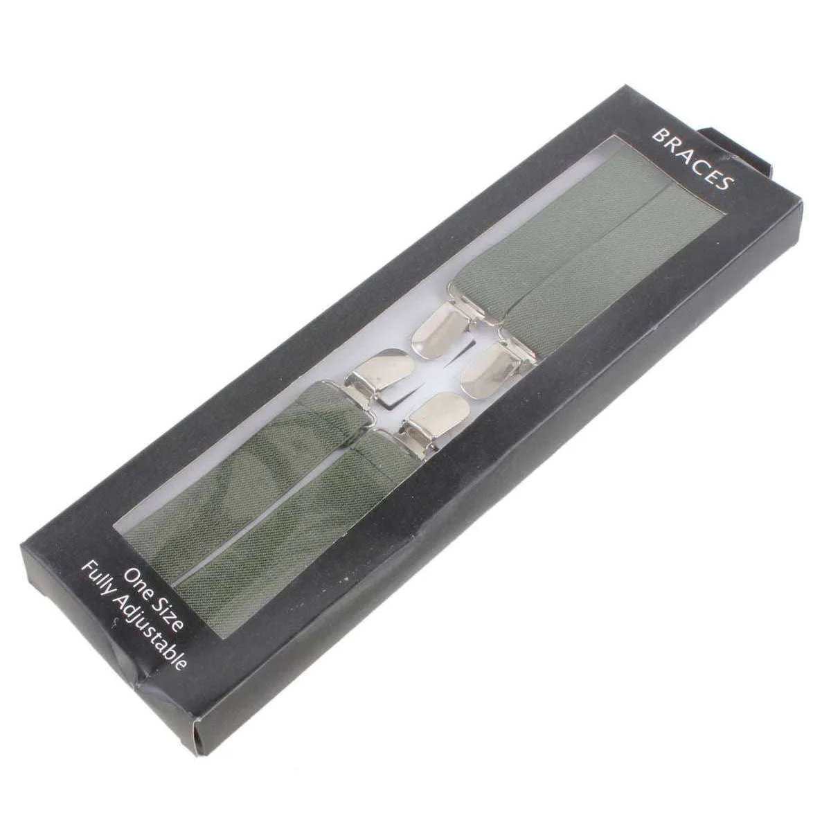 Knightsbridge Neckwear Clip on Braces - Olive - Image 5