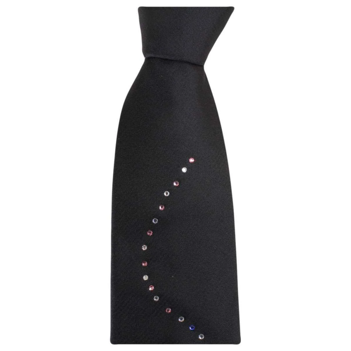 Knightsbridge Neckwear Diamante Wave Pattern Tie - Black/Multi-colour - Image 4