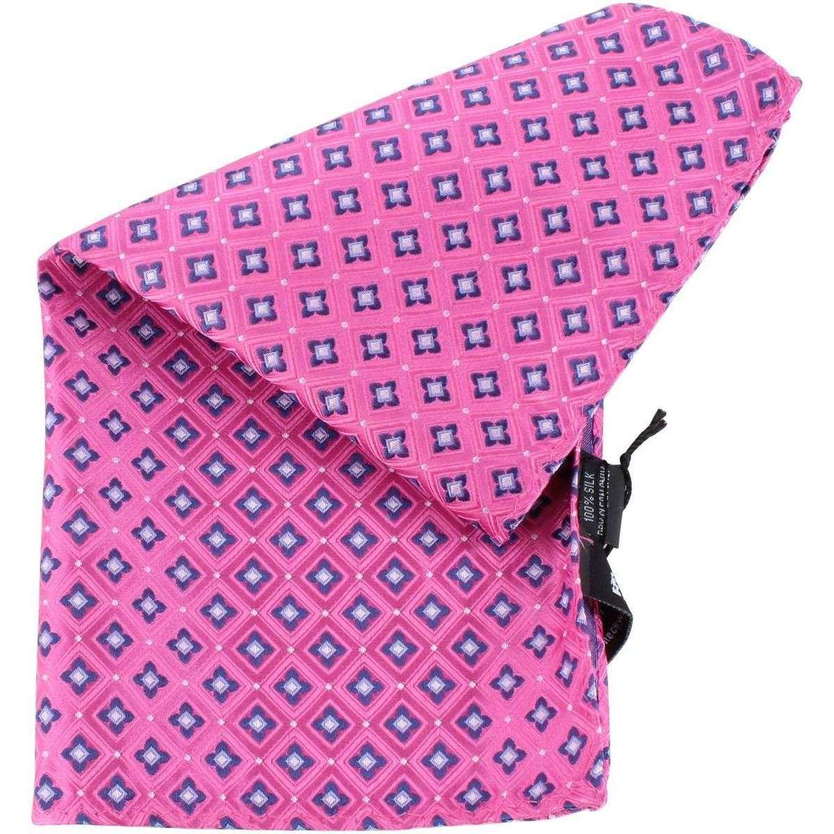 Knightsbridge Neckwear Floral Silk Pocket Square - Pink/Navy - Image 2