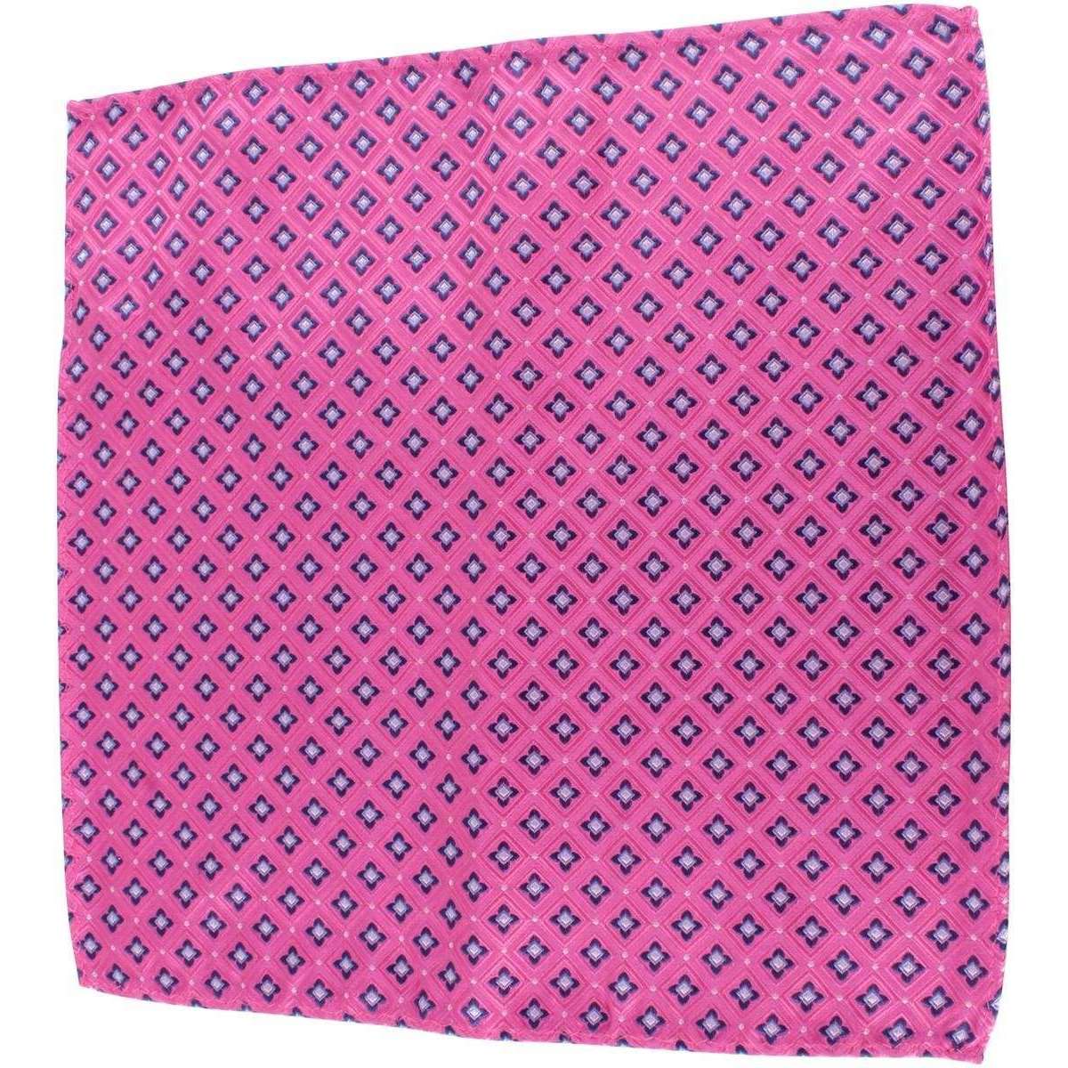 Knightsbridge Neckwear Floral Silk Pocket Square - Pink/Navy - Image 3