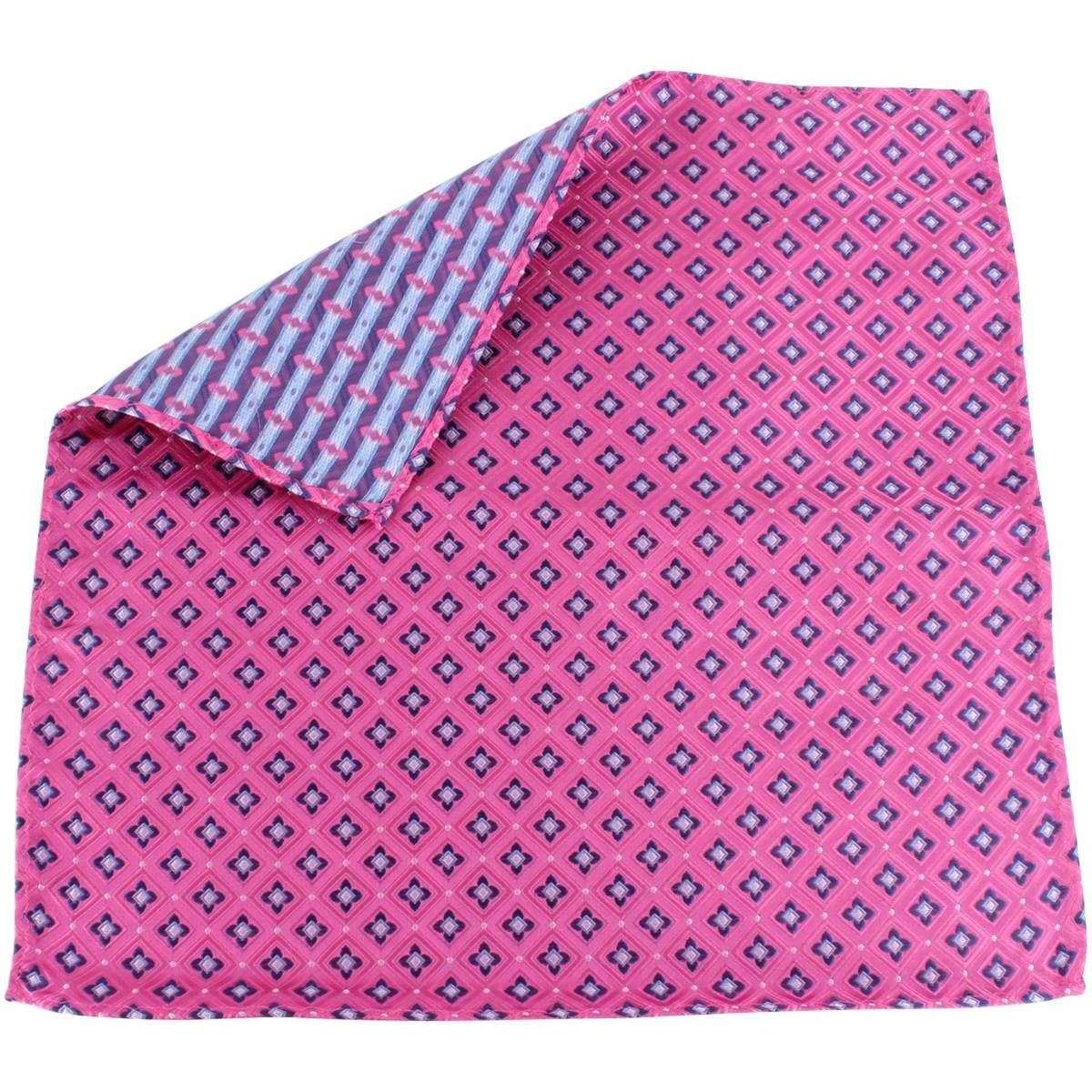 Knightsbridge Neckwear Floral Silk Pocket Square - Pink/Navy - Image 4