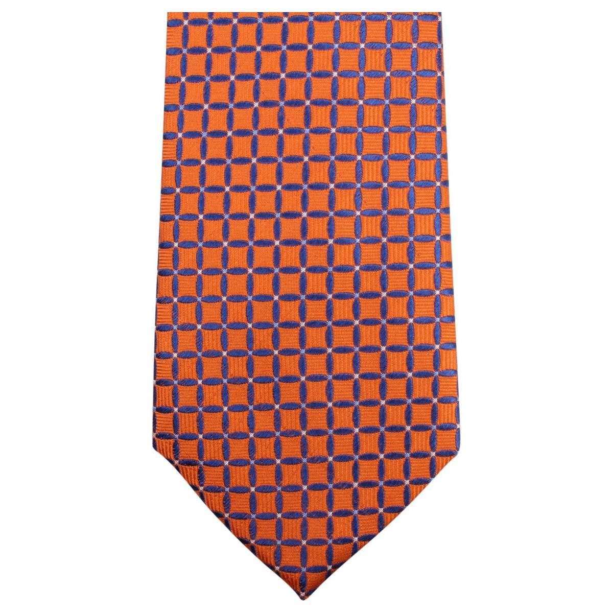 Knightsbridge Neckwear Geometric Tie - Orange/Blue