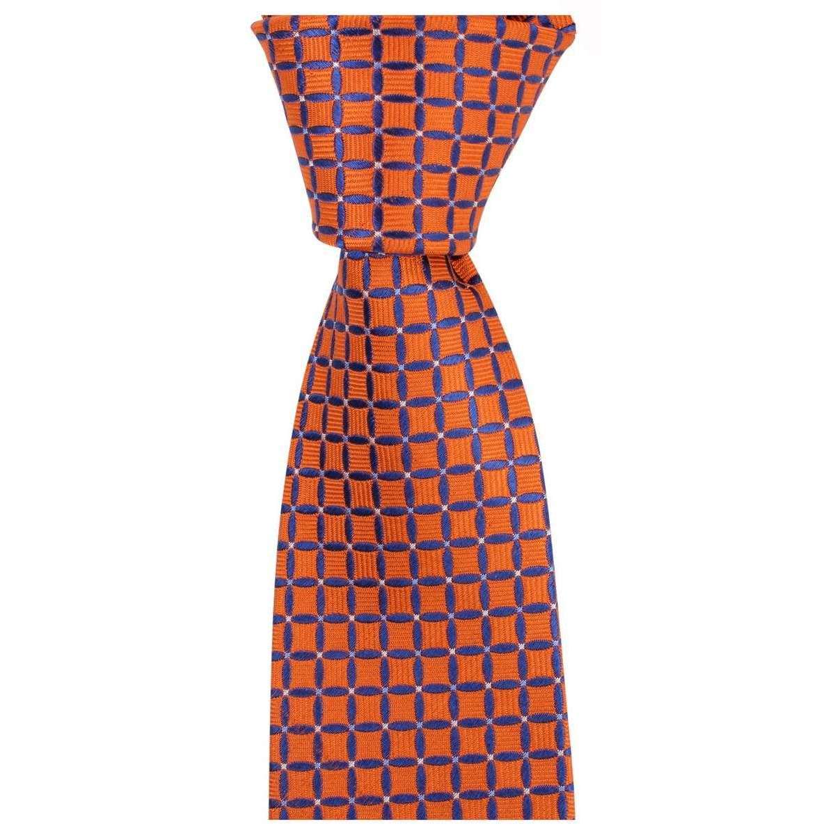 Knightsbridge Neckwear Geometric Tie - Orange/Blue - Image 2