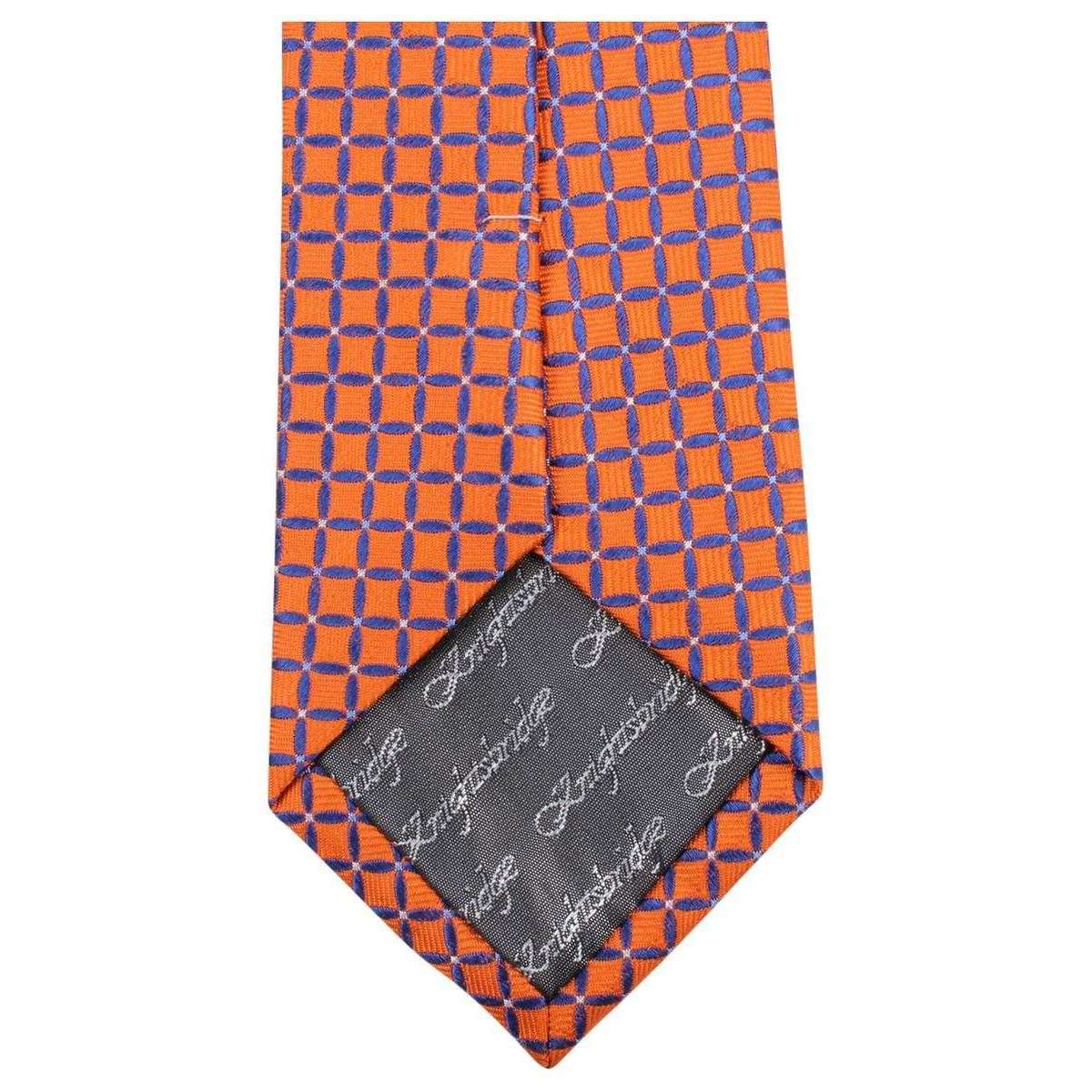 Knightsbridge Neckwear Geometric Tie - Orange/Blue - Image 4
