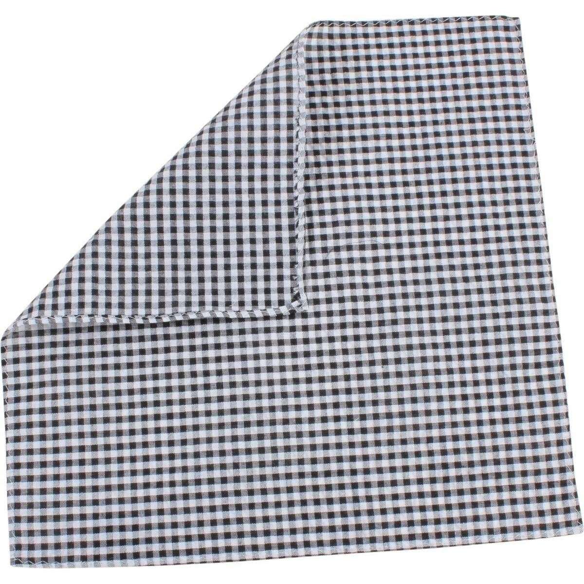 Knightsbridge Neckwear Gingham Checked Cotton Pocket Square - Black/White - Image 2