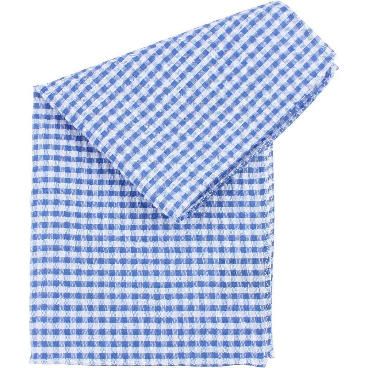 Knightsbridge Neckwear Gingham Checked Cotton Pocket Square - Blue/White - Image 2