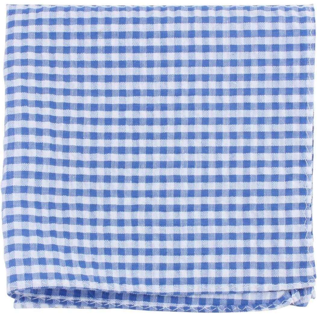 Knightsbridge Neckwear Gingham Checked Cotton Pocket Square - Blue/White - Image 3