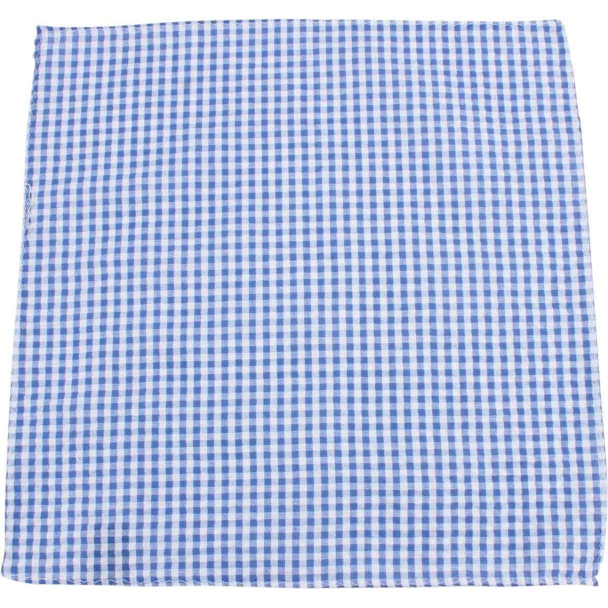 Knightsbridge Neckwear Gingham Checked Cotton Pocket Square - Blue/White - Image 4