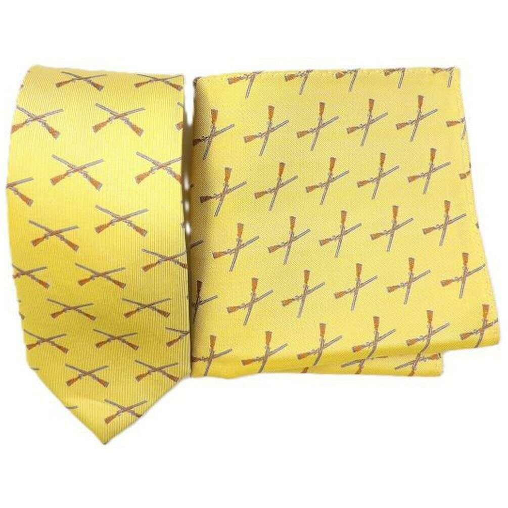 Knightsbridge Neckwear Gun Woven Silk Tie and Pocket Square Set - Yellow