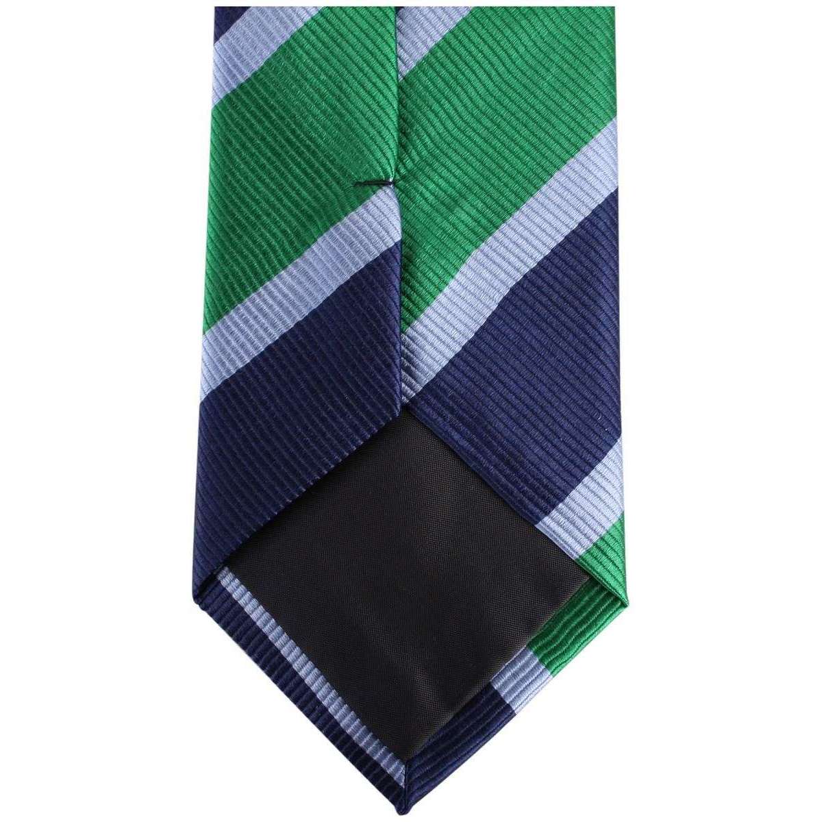 Knightsbridge Neckwear Kensington Diagonal Striped Silk Tie - Navy/Green - Image 2