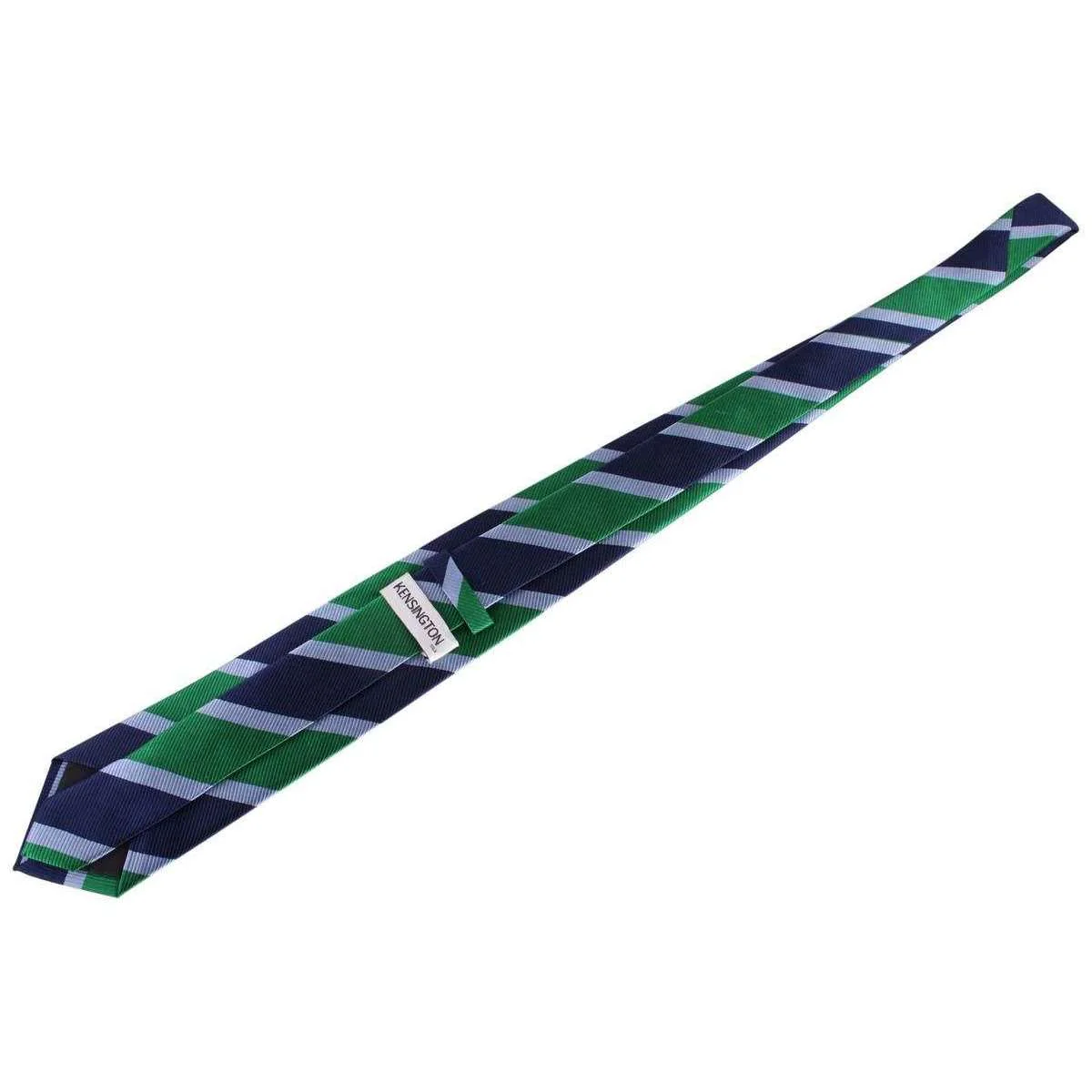 Knightsbridge Neckwear Kensington Diagonal Striped Silk Tie - Navy/Green - Image 5