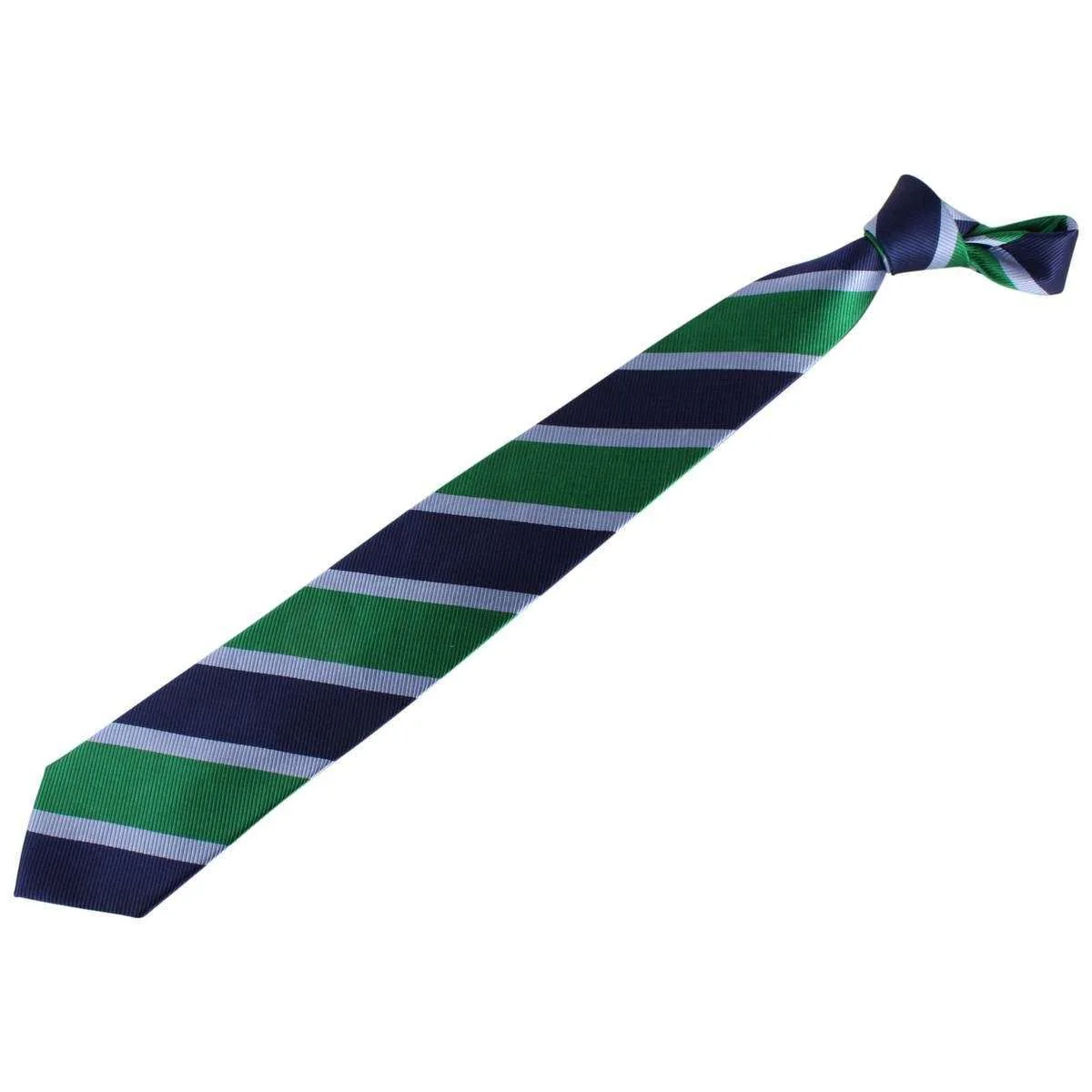 Knightsbridge Neckwear Kensington Diagonal Striped Silk Tie - Navy/Green - Image 6