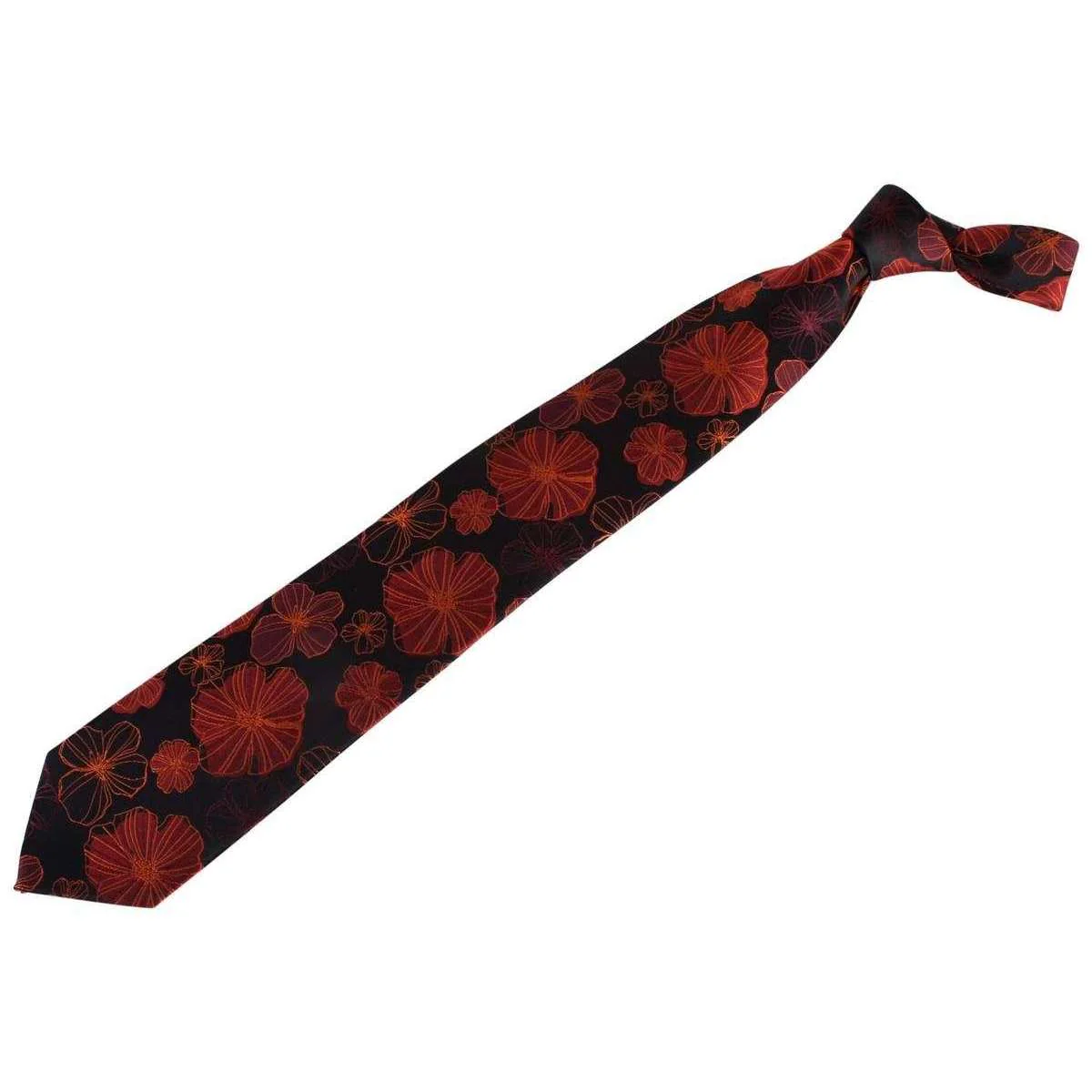 Knightsbridge Neckwear Kensington Floral Silk Tie - Black/Red - Image 6