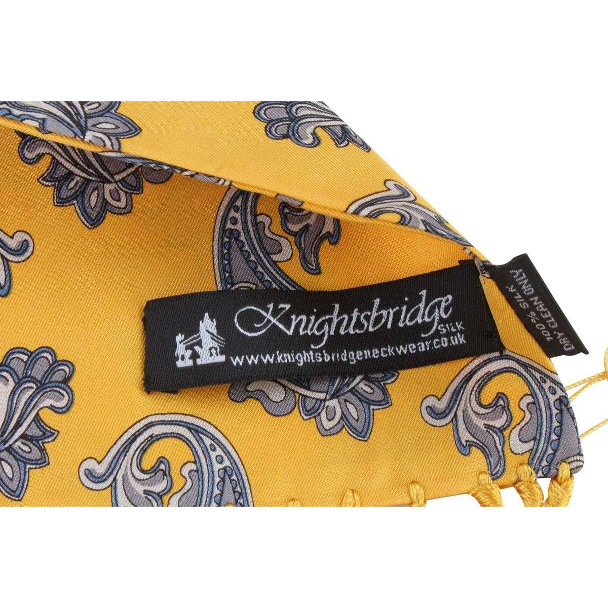 Knightsbridge Neckwear Large Paisley Silk Scarf - Yellow - Image 5