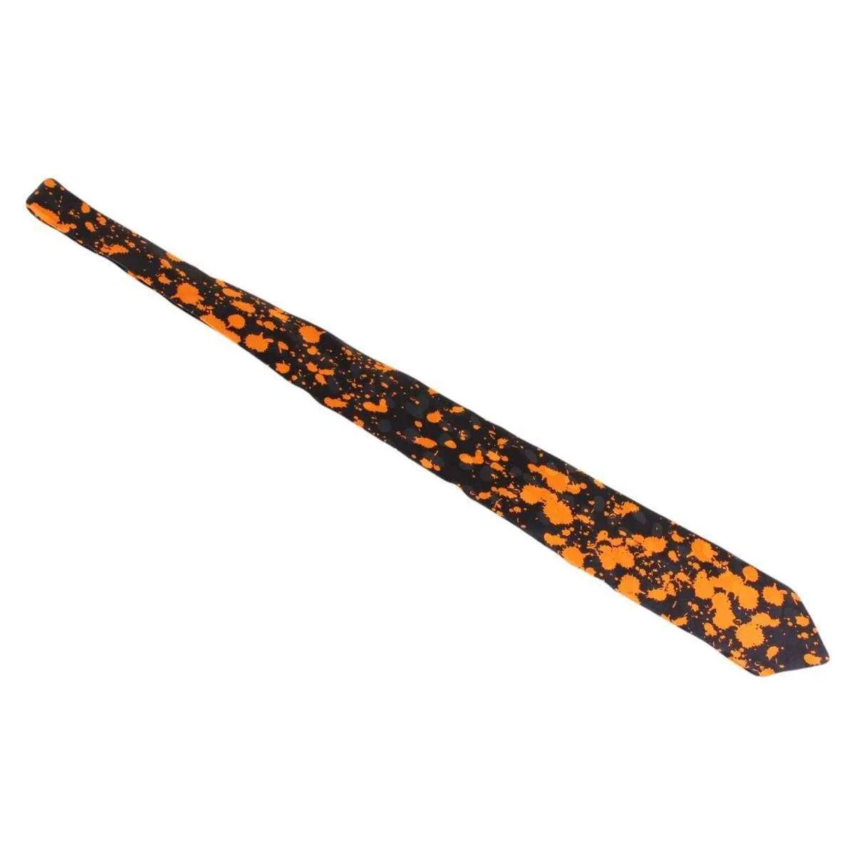 Knightsbridge Neckwear Paint Splash Tie - Black/Orange - Image 3