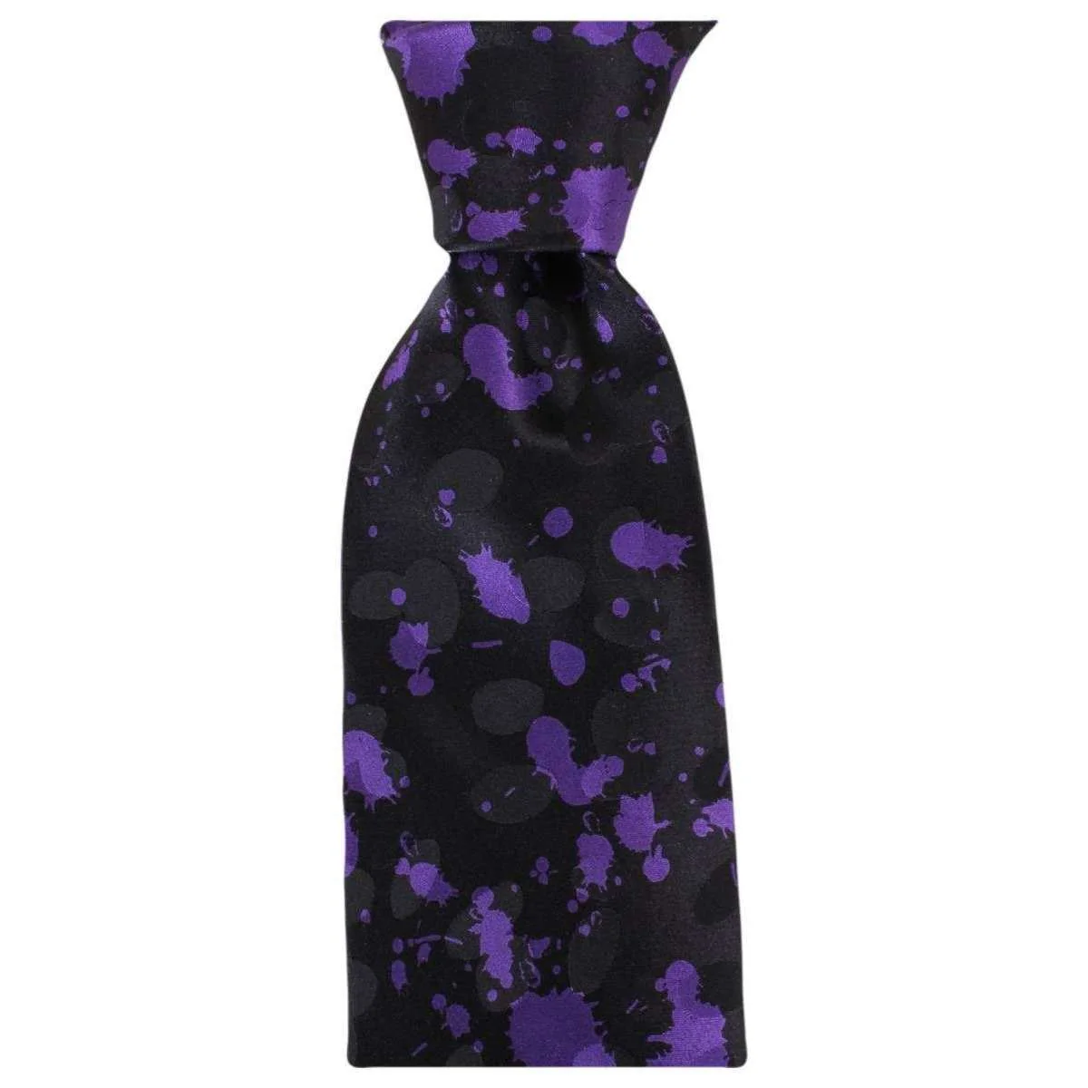 Knightsbridge Neckwear Paint Splash Tie - Black/Purple - Image 4
