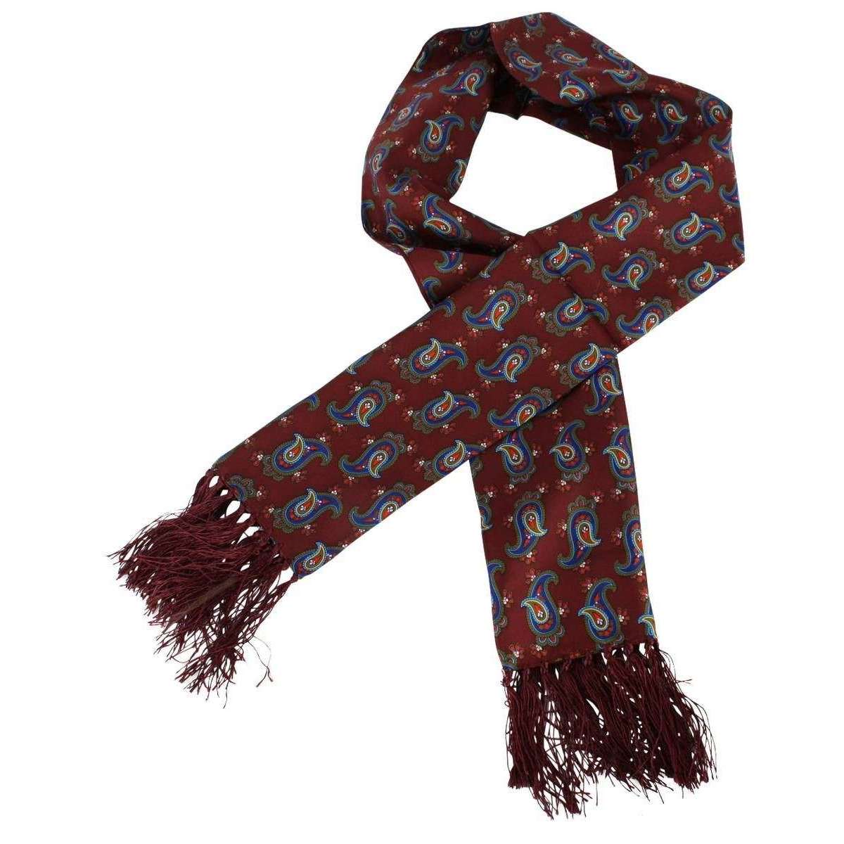 Knightsbridge Neckwear Paisley Aviator Silk Scarf - Burgundy - Image 2
