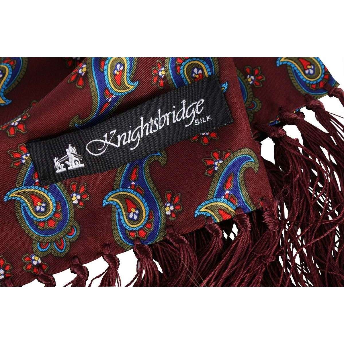 Knightsbridge Neckwear Paisley Aviator Silk Scarf - Burgundy - Image 5