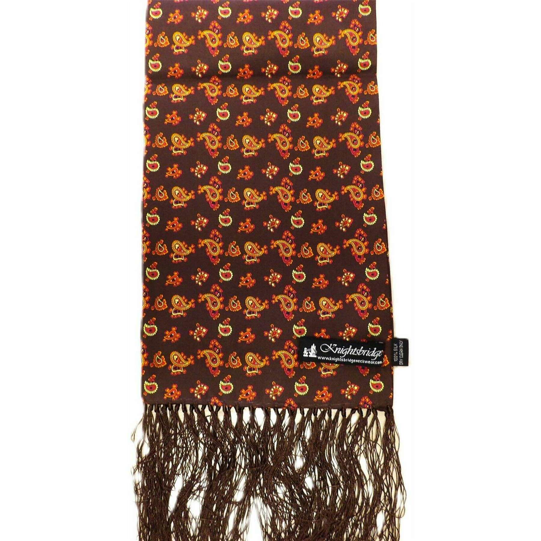 Knightsbridge Neckwear Paisley Silk Aviator Scarf - Brown/Yellow
