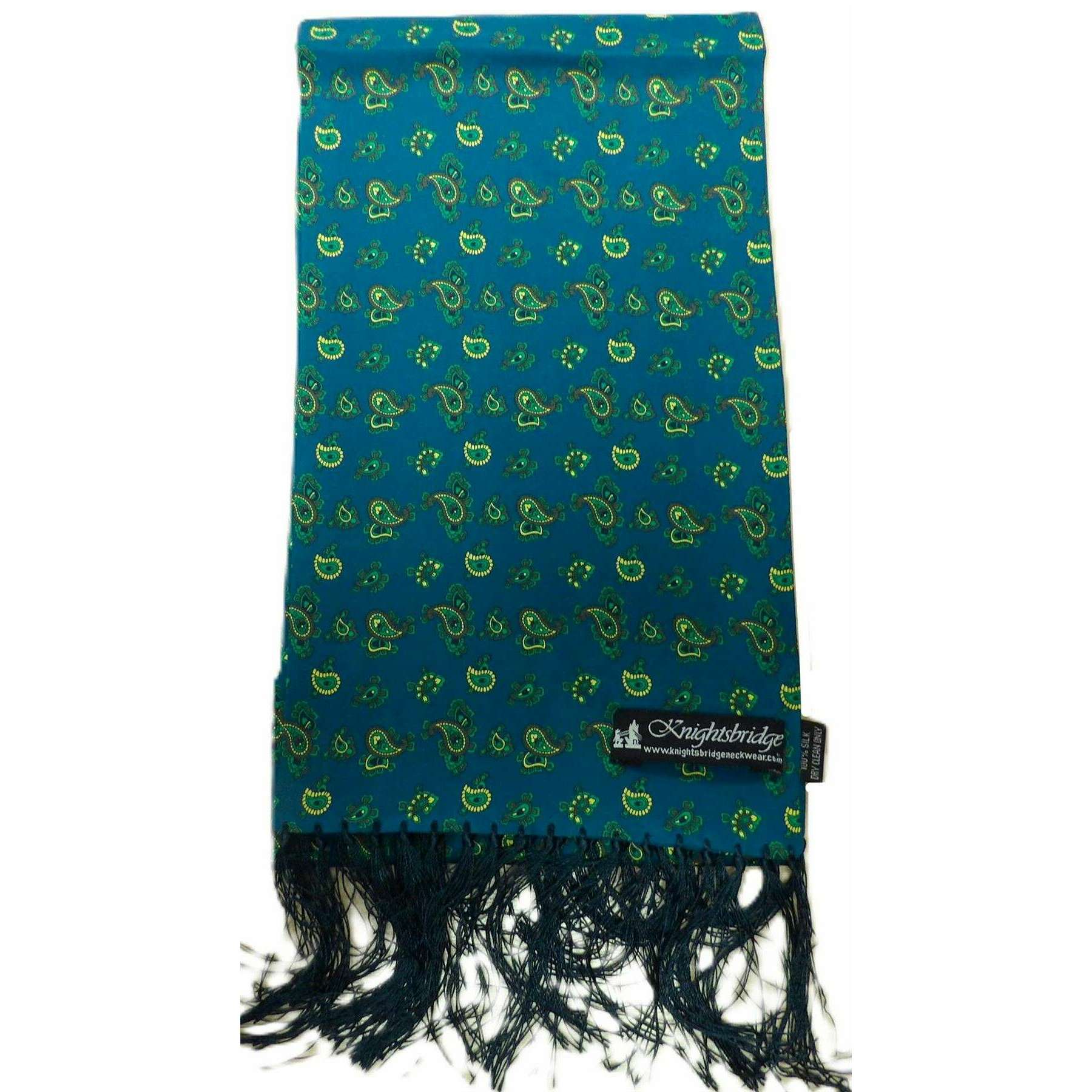 Knightsbridge Neckwear Paisley Silk Aviator Scarf - Green/Yellow