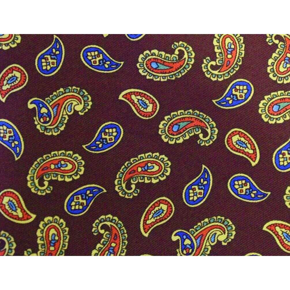 Knightsbridge Neckwear Paisley Silk Aviator Scarf - Retro Burgundy/Yellow - Image 2
