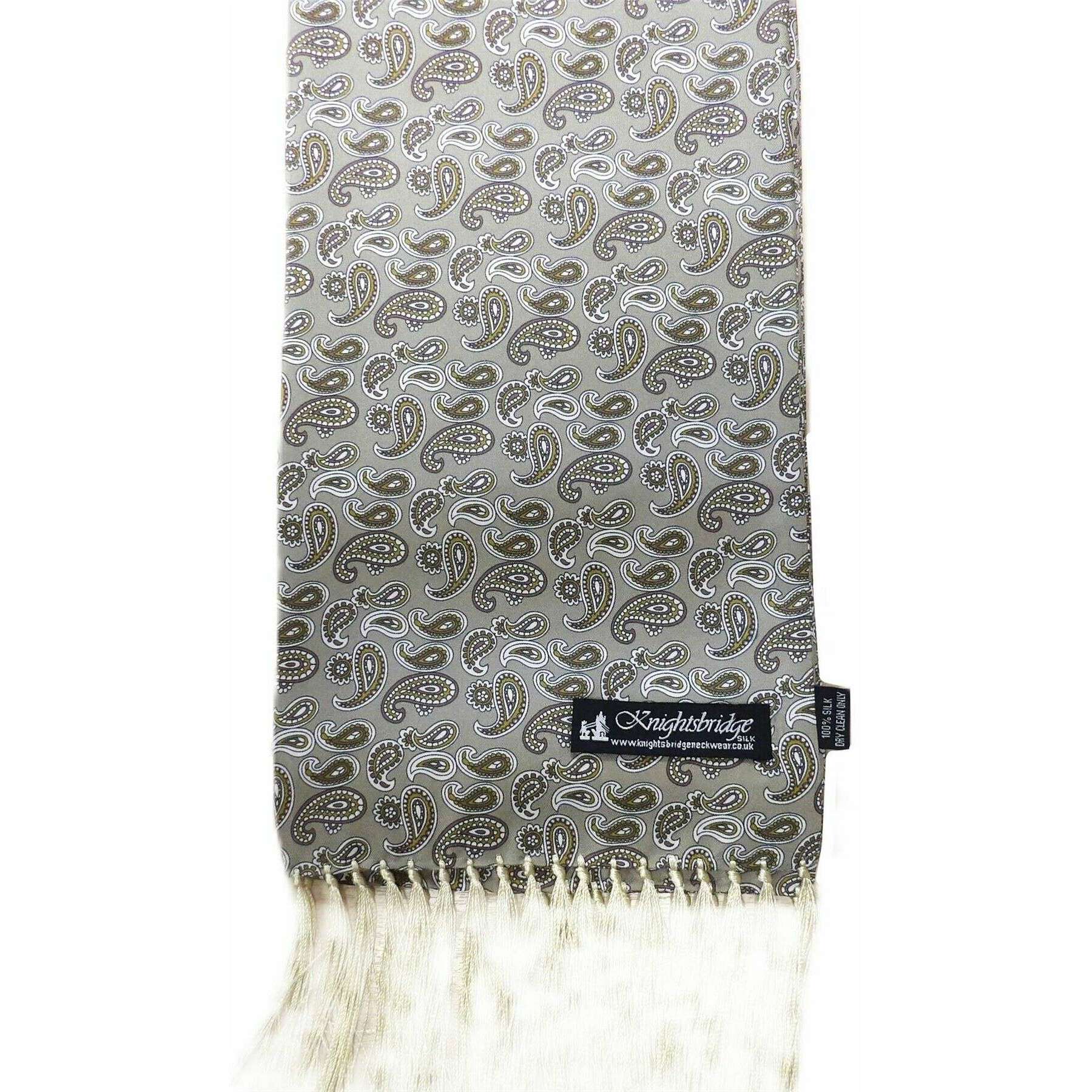Knightsbridge Neckwear Paisley Silk Scarf - Beige/Gold