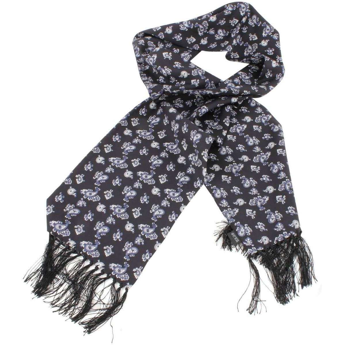 Knightsbridge Neckwear Paisley Silk Scarf - Black/Blue - Image 2