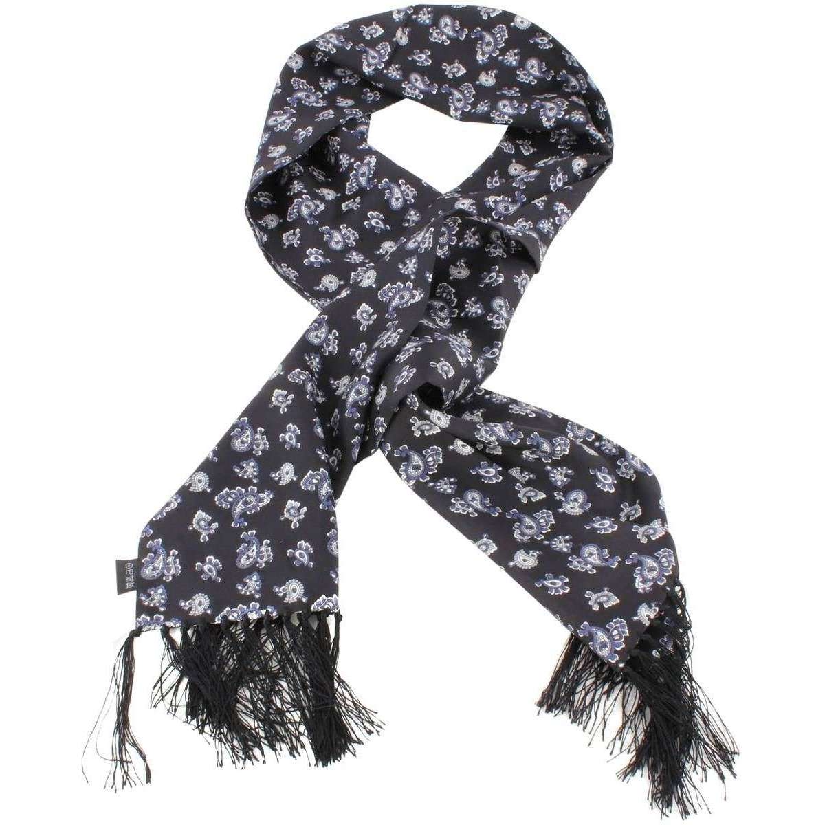 Knightsbridge Neckwear Paisley Silk Scarf - Black/Blue - Image 4