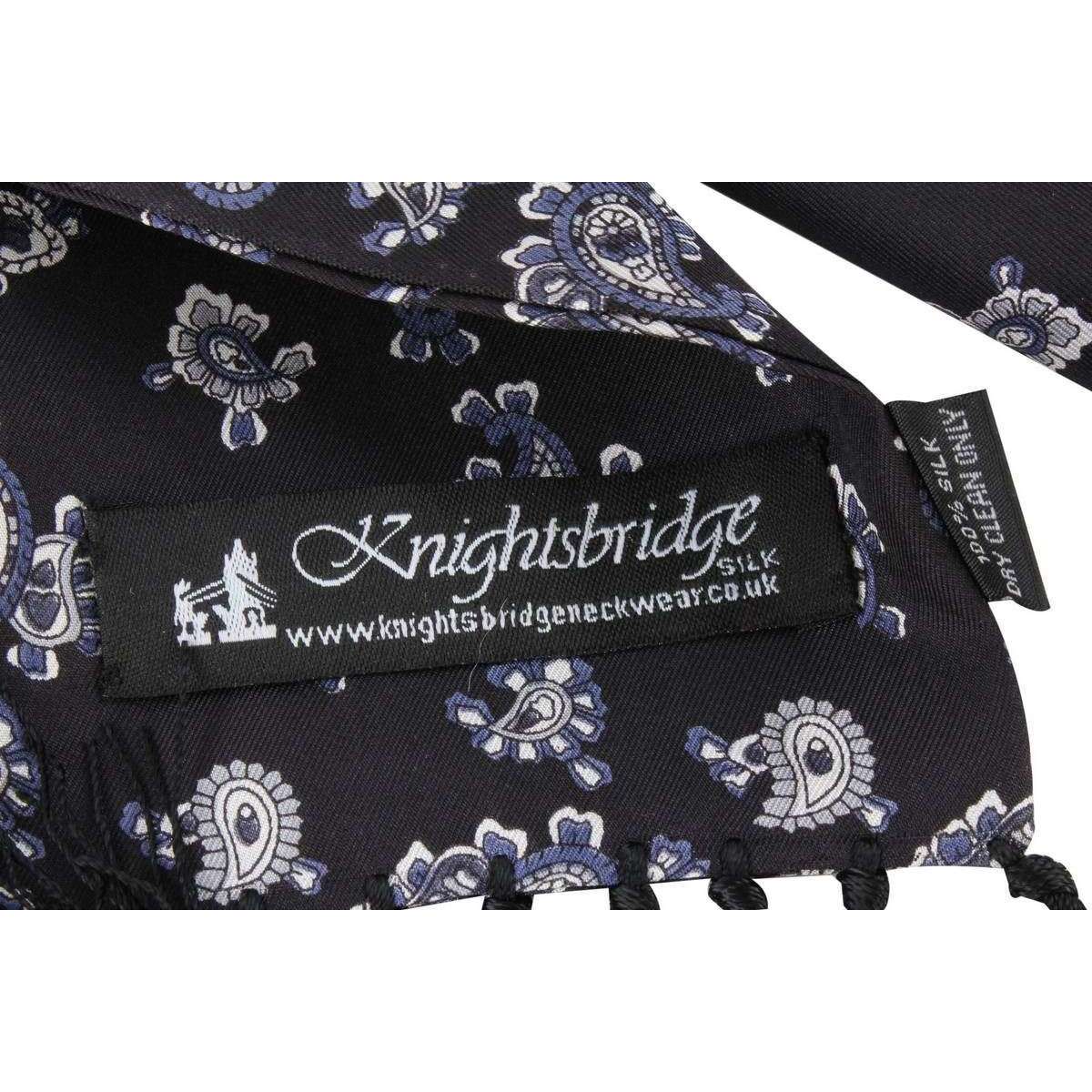 Knightsbridge Neckwear Paisley Silk Scarf - Black/Blue - Image 5