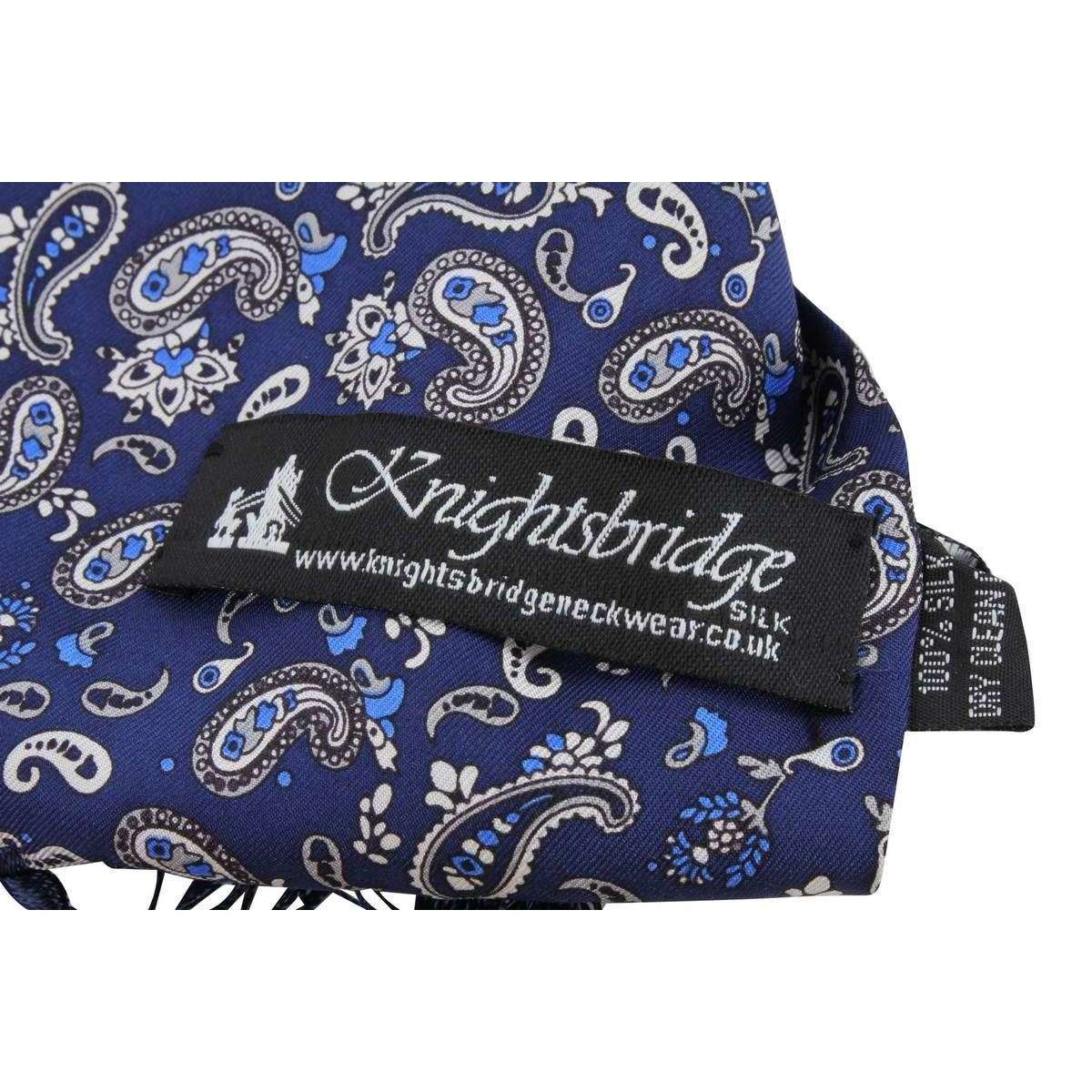 Knightsbridge Neckwear Paisley Silk Scarf - Blue - Image 5