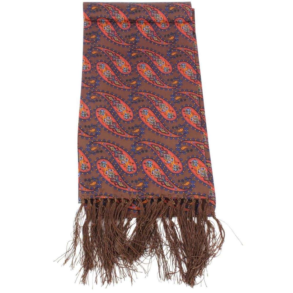 Knightsbridge Neckwear Paisley Silk Scarf - Brown/Orange - Image 3