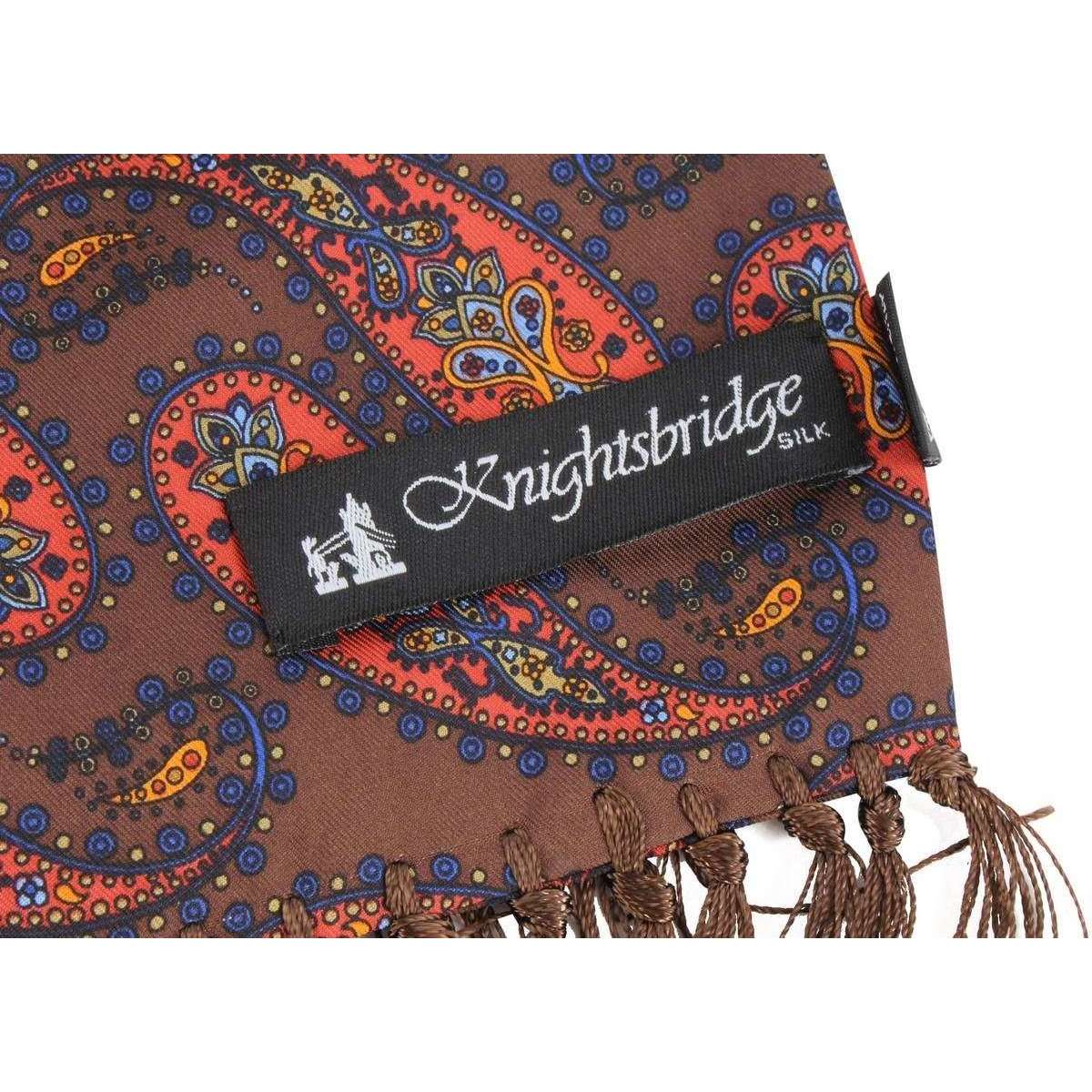 Knightsbridge Neckwear Paisley Silk Scarf - Brown/Orange - Image 5
